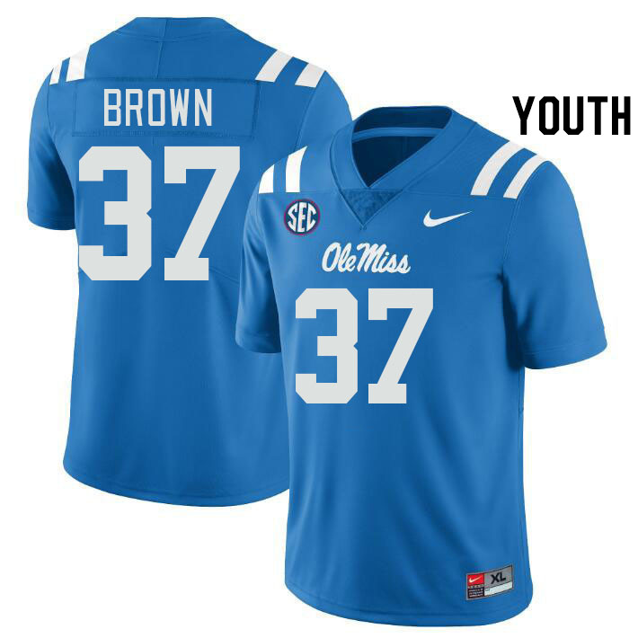 Youth #37 AJ Brown Ole Miss Rebels College Football Jerseys Stitched Sale-Power Blue